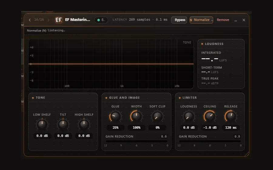 The EF Mastering Processor window in Engineer Factory